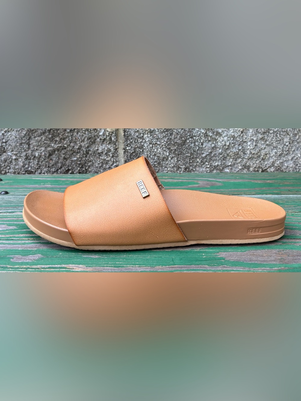Reef Cushion Scout Saddle Natural Sandals Womens 9 Brown Vegan Leather Slides - Picture 8 of 15